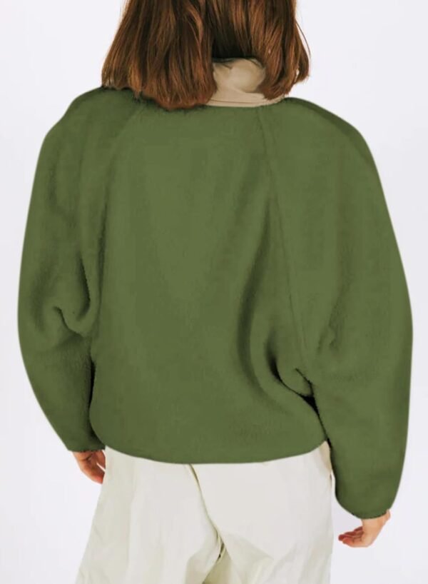 Sweatshirt for Women Oversized Fuzzy Fleece Jacket Color Block Button Long Sleeve Pullover Sherpa Sweatshirts Tops