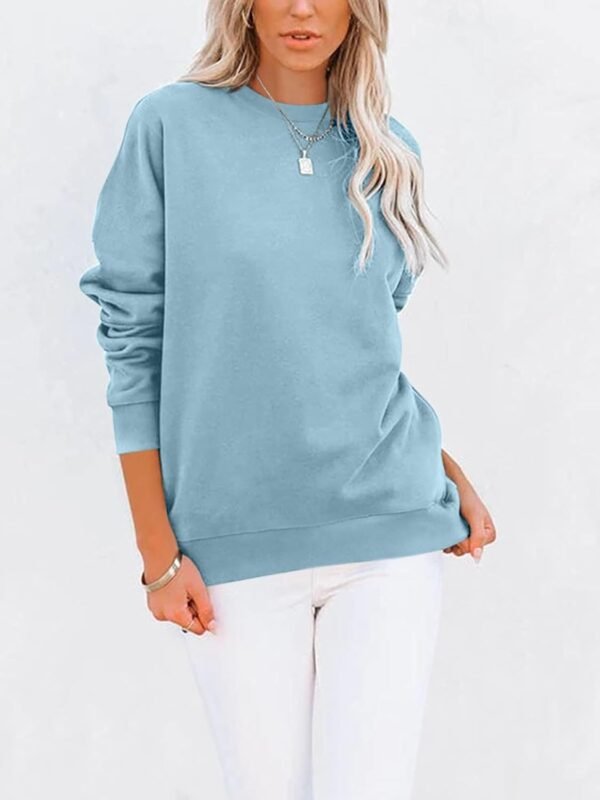 Women's Casual Long Sleeve Color Block/Solid Tops Crewneck Sweatshirts Cute Loose Fit Pullover with Pockets