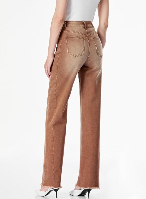 Women's Wide Leg Jeans High Waisted Strechy Raw Hem  Denim Pants