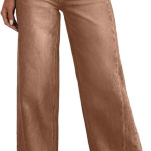 Women's Wide Leg Jeans High Waisted Strechy Raw Hem  Denim Pants