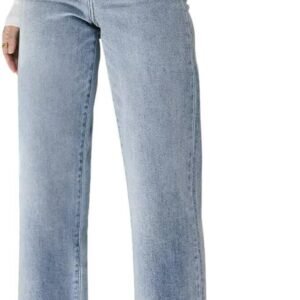 Straight Leg Jeans for Women High Waisted Jeans Frayed Baggy Pants Raw Hem Loose Stretchy Cropped Wide Leg Jeans