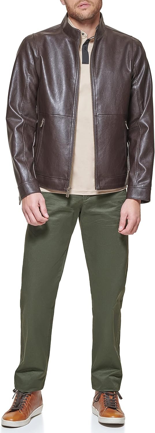 Men's  Faux Leather Racer Jacket