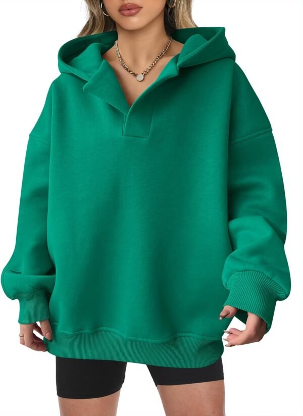 Womens Oversized Hoodies V Neck Sweatshirts Long Sleeve Pullover Casual Fall Teen Girls Preppy Clothes 2025 Trendy