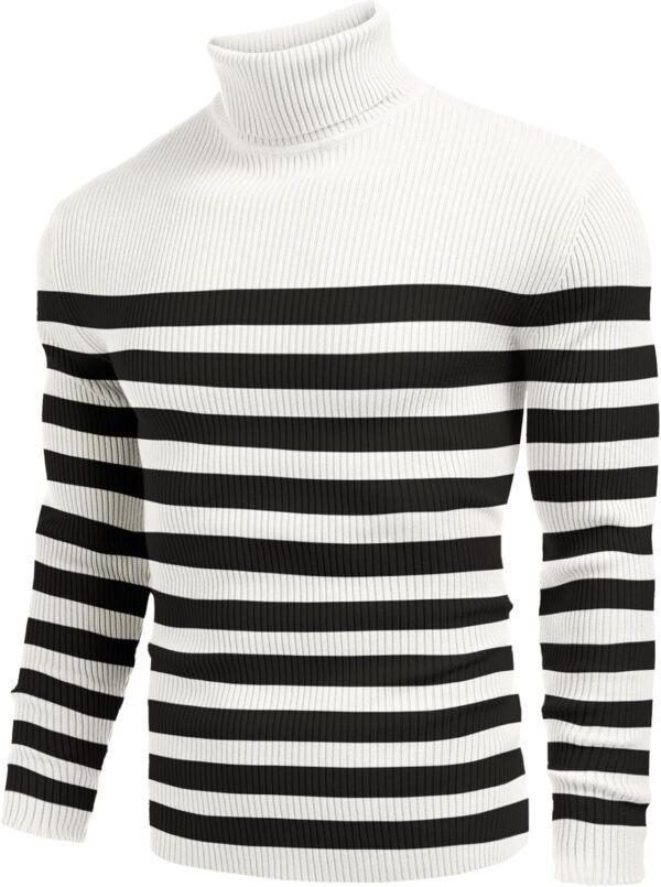 Mens Ribbed Slim Fit Knitted Pullover Casual Turtleneck Sweater
