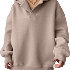 Womens Oversized Hoodies V Neck Sweatshirts Long Sleeve Pullover Casual Fall Teen Girls Preppy Clothes 2025 Trendy