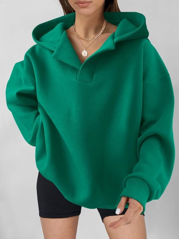 Womens Oversized Hoodies V Neck Sweatshirts Long Sleeve Pullover Casual Fall Teen Girls Preppy Clothes 2025 Trendy