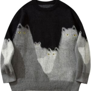 Men's Graphic Oversized Sweater Unisex Knit Aesthetic Sweaters Streetwear Casual Tunic Pullover Jumper