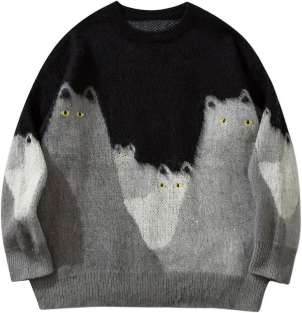 Men's Graphic Oversized Sweater Unisex Knit Aesthetic Sweaters Streetwear Casual Tunic Pullover Jumper