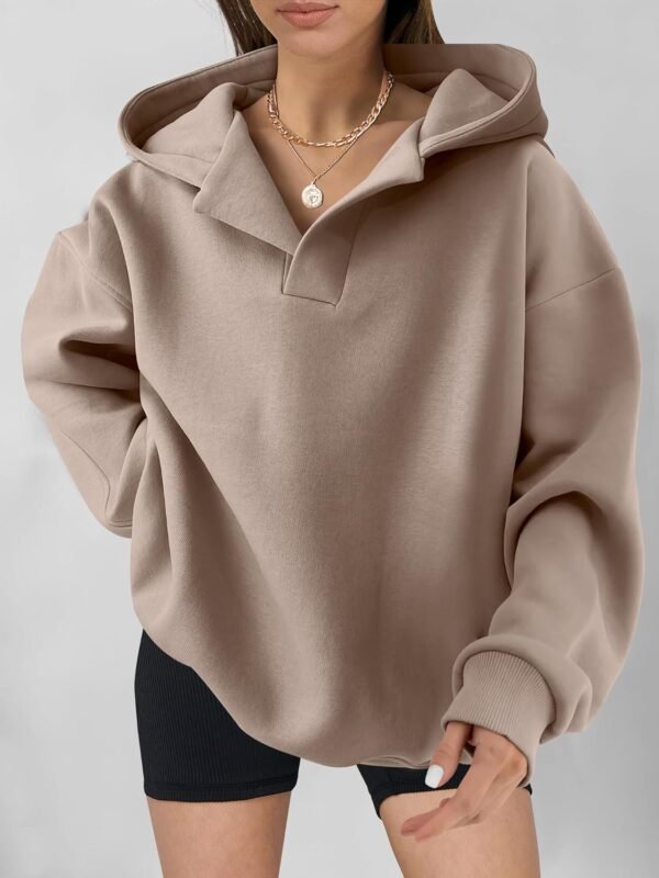 Womens Oversized Hoodies V Neck Sweatshirts Long Sleeve Pullover Casual Fall Teen Girls Preppy Clothes 2025 Trendy