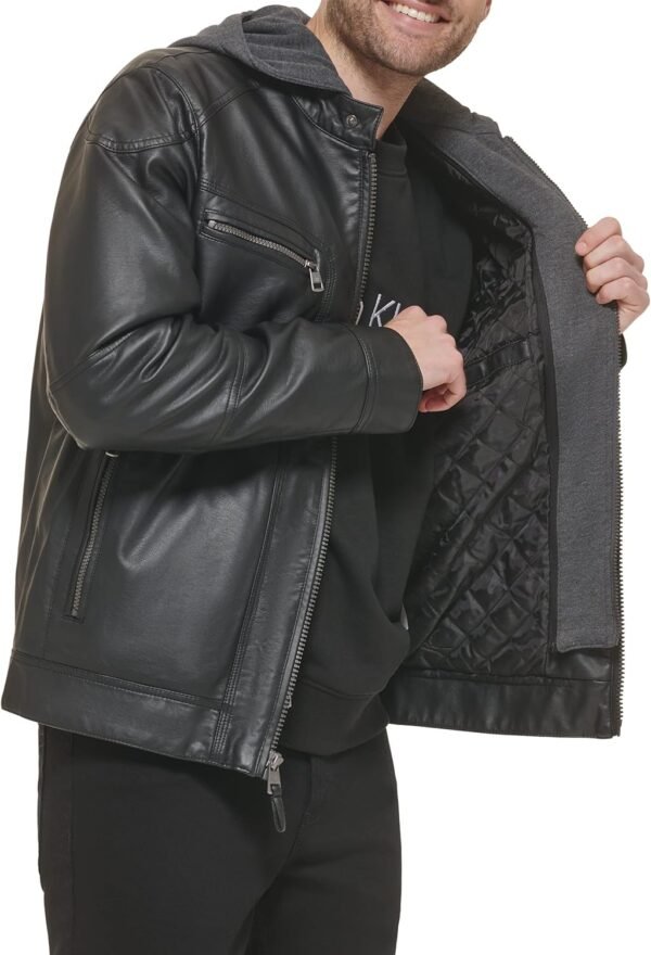 Men's Motorcycle Jacket With Removable Hoodie