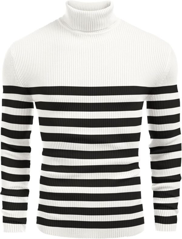 Mens Ribbed Slim Fit Knitted Pullover Casual Turtleneck Sweater