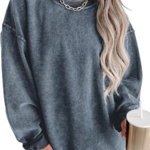 Women's Casual Corduroy Sweatshirts 2024 - Comfortable Long Sleeve Crewneck Pullovers for Fall and Winter