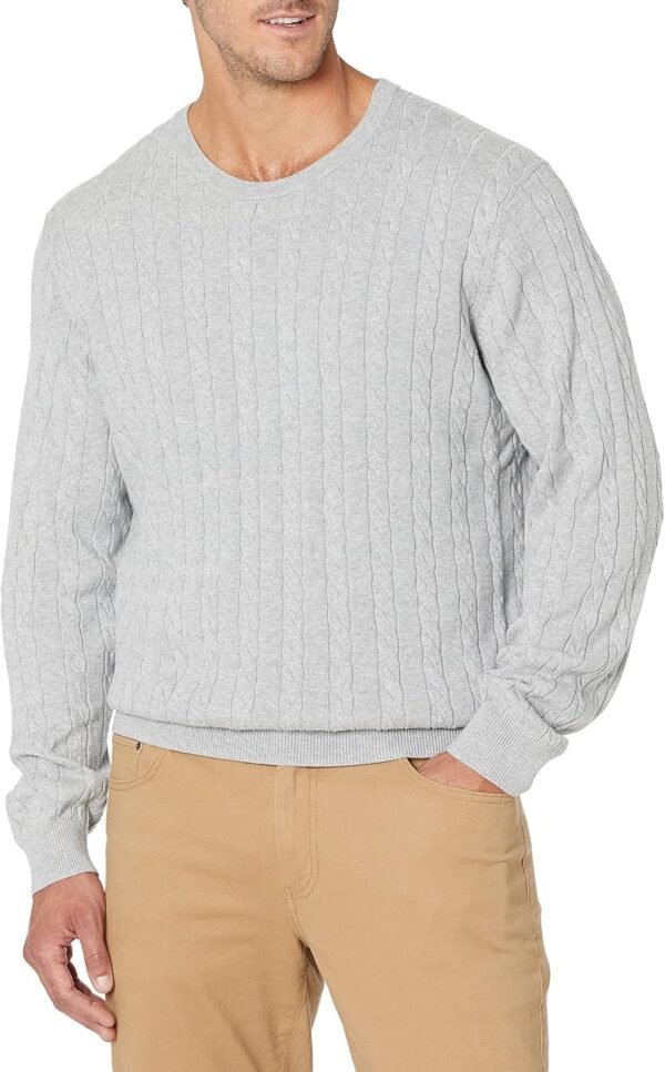 Men's Crewneck Cable Cotton Sweater
